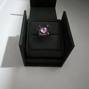 David Yurman Ring in Sterling Silver Amethyst with Pave Diamonds 14mm